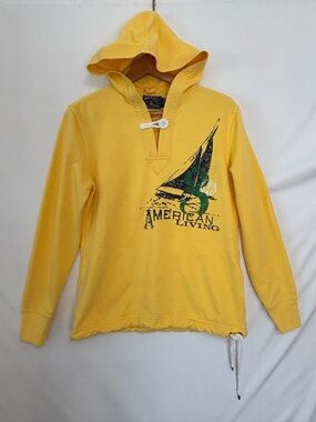 AMERICAN LIVING NWOT Yellow Hooded Sweatshirt Size Small